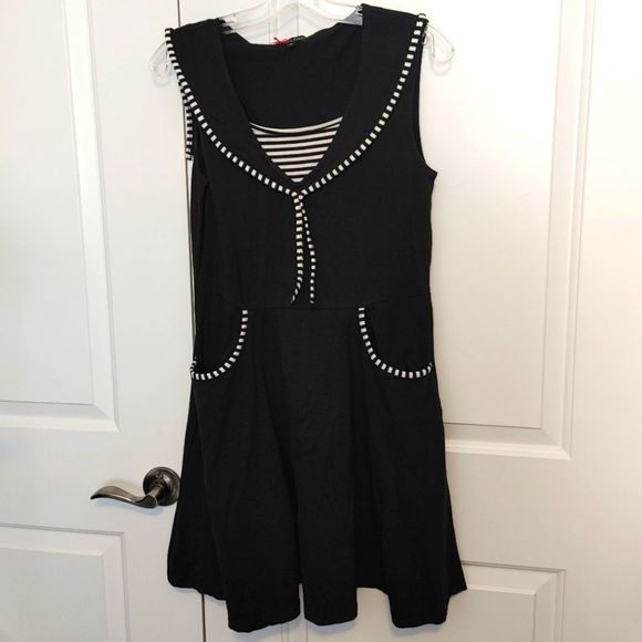 NEW Hell Bunny XS Nautical Collared Dress Size XS - Picture 6 of 8